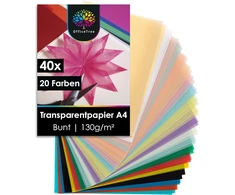 Officetree 40 x a4 kalkavimo popierius 130 gsm 20 spalvų spausdinamas kalkavimo popierius vitražinis popierius spalvotas skaidrus popierius žibintams - skaidrus popierius a4