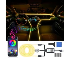 Omeco Usb aplinkos apšvietimas automobiliui Led vidaus apšvietimas 4 m 5050 Rgb su programėle ir valdikliu 5 V Led juosta vidaus apšvietimas atmosfera šviesa vandeniui atspari muzikos šviesos juosta valdoma Led juosta neonas