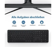 Omoton bluetooth klaviatūra, ergonomiškas dizainas, juoda