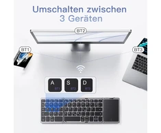 Omoton Sulankstoma Bluetooth klaviatūra su lietimskydeliu, daugiaįrenginio, įkraunama