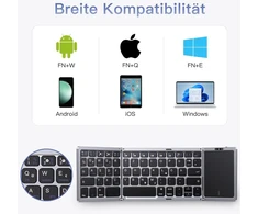 Omoton Sulankstoma Bluetooth klaviatūra su lietimskydeliu, daugiaįrenginio, įkraunama