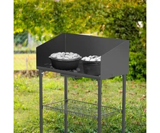Onlyfire stalas olandų orkaitei 76 x 41 cm, lauko kepsninės vežimėlio stalas su apsauga nuo vėjo, lentyna ugnies puodui, kepimo indui ir kepsninės priedams