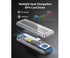 Orico 40 gbps m.2 nvme ssd dėklas, usb4 nvme dėklas su efektyviu aušinimo ventiliatoriumi, palaiko 2230 2242 2260 2280 (m key), suderinamas su thunderbolt 4/3 usb4/3.2/3.1/3.0/2.0