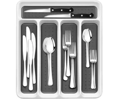 Oriental riverkit įrankių dėklas su 5 skyriais, neslystantis plastikinis įrankių organizatorius, be Bpa stalčių įdėklas virtuvės stalčiams, 32,2 x 28,4 x 4,7 cm