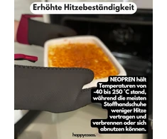 Rankšluostis Orkaitės pirštinės - neoprenas - orkaitės pirštinės iki 250 °c - karščiui atsparios orkaitės pirštinės su neslystančia rankena - virtuvinės pirštinės atsparios dėmėms - profesionalios vieno dydžio orkaitės pirštinės