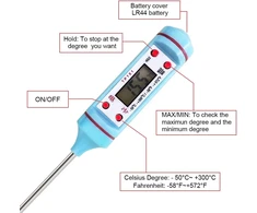 Oujilet virtuvės termometras, 2 vnt., universalus buitinis termometras, skaitmeninis maisto gaminimo termometras, virtuvės termometras, mėsos termometras, skaitomas 50°c - 300°c, °c/°f perjungiamas termometras su