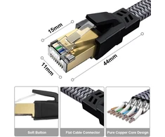 Ouuze ethernet kabelis, 2 m cat 8 interneto kabelis didelės spartos 40 gbps 2000 mhz rj45 lan kabelis, suderinamas su XBOX/switch/ps5/wifi plėtikliu/maršrutizatoriumi/modemo pataisų skydu