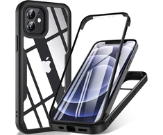 Owkey dėklas, skirtas iphone 12, iphone 12 pro, 360 laipsnių visapusiška apsauga, smūgiams atsparus mobiliojo telefono dėklas, skysto silikono buferio dėklas su įmontuota ekrano apsauga, lauko dangtelis, apsauginis dėklas, juodas