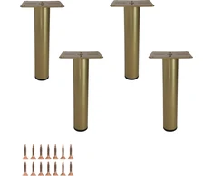 P17 Model Kba200 4 kojų komplektas + 16 varžtų aukso spalvos, aukštis 16 cm, kojos sofoms, baldams, spintoms, foteliams, metalinės kojos modernaus ir elegantiško dizaino baldams