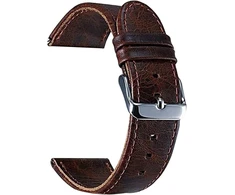 Pakaitinis dirželis 22 mm Faux Leather, skirtas Motorola Moto 360 2nd Gen 46 mm laikrodžio apyrankei, tamsiai rudas