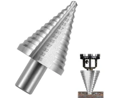 Pakopinis grąžtas, kūginis grąžtas, skutimo grąžtas, spiralinis griovelis, kūginis grąžtas, skirtas metalui, nerūdijančiam plienui, aliuminiui, variui, medžiui ir kitoms medžiagoms, užtikrina puikų pjovimo našumą, skersmuo 5-35 mm