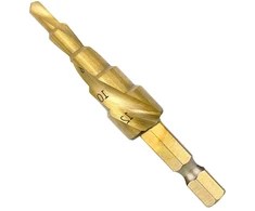 Pakopinis grąžtas [skersmuo 4–12 mm], spiralinis pakopinis grąžtų rinkinys, grąžto laikiklio grąžtas, kūginis grąžtas, kūginis grąžtas, skirtas metalui, plienui, minkštam metalui, medžiui, plastikui
