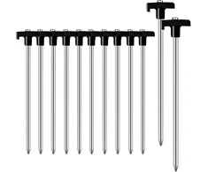 Palapinės kuoliukai, avoforest kuoliukai, tvirti, palapinės priedai, ilgi ir tvirti kuoliukai, idealūs normaliai ir kietai žemei, 18 cm (juodi, 12 vnt.)
