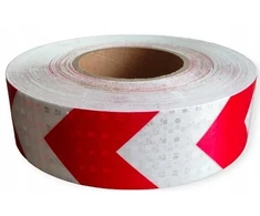 Paper-tech kryptinė įspėjamoji atspindinti juosta, 50 m, 50 mm, balta ir raudona