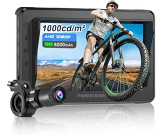 Parkvision dviračio veidrodėlis su apsauga nuo akinimo, dviračio galinio vaizdo kamera su 4,3 colių ahd 1080p monitoriumi, 360° reguliuojamas pasukamas spaustukas su puikiu naktiniu matymu