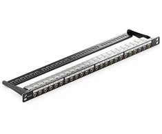 Patch Panel Cat 6a 24 prievadai 10 Gbit/s 19" 0.5u su Rj45 moduliais