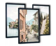 Plakatas Paveikslai svetainei Italija Como ežeras plakatų rinkinys su rėmeliais 3vnt 50x70