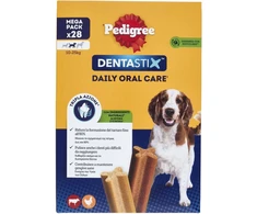 Pedigree Dentastix kasdienė burnos priežiūra šunims, dydis medium, didelis paketas su 28 lazdelėmis