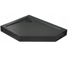 Penkiakampis dušo padėklas Doros Pt E Compact Stone Juodas 100x90 Kairinis Radaway