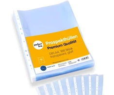 Perfect line - 100 A4 formato dokumentų aplankų pakuotė, skaidrios plėvelės, ypač tvirti 110 µm, neištrinami, be rūgščių