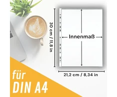Perfect Line - 100 dokumentų aplankų Din A4, skaidrios plėvelės, 60 µm storio, nenutrinamos, be rūgščių