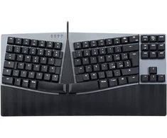 Perixx Periboard-335bl kompaktiška ergonomiška mechaninė klaviatūra su laidu - be skaičių klaviatūros - žemo profilio mėlyni klavišai su spragtelėjimu - programuojami makro klavišai, suderinami su Windows ir Mac Os X