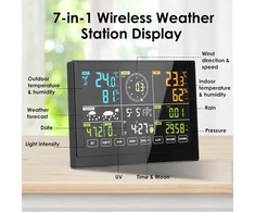 Petierweit Wlan meteorologijos stotis su vėjo matuokliu ir lietaus matuokliu, 7-in-1 belaidė meteorologijos stotis su orų prognoze, profesionali belaidė meteorologijos stotis su lauko jutikliu, meteorologijos stotys skirtos