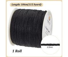 Ph pandahall 106 m vaškuotas poliesterio siūlas, skirtas papuošalų gamybai, juodas siūlas ir macrame reikmenys, 0,5 m