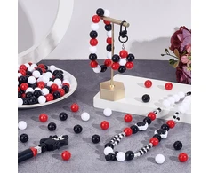 Ph pandahall 560 akrilo karoliukų rinkinys, 12 mm, rankdarbių karoliukai, apvalūs karoliukai, akrilo rutuliukai, stambūs karoliukai, plastikiniai karoliukai papuošalų gamybai, "pasidaryk pats", rankdarbiams, balti/juodi/raudoni