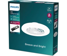 Lubinis šviestuvas Philips Amigo lubų ventiliatorius su šviesa, pritemdomas su nuotoliniu valdymu, 3000/4400/6500k, 3 šviesos scenos, baltas, Ip20, be mirgėjimo