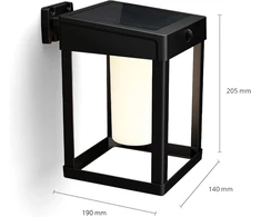 Philips Itin efektyvus lauko sieninis šviestuvas su saulės baterija Camill 1.4 W, dvigubo ryškumo jutiklis, kvadratinis, matinis, 3000 kelvinų, Ip44 atsparus oro sąlygoms, juodas, matinis difuzorius