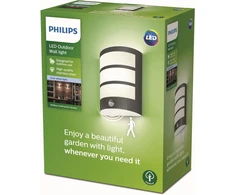 Philips Mygarden Led Python lauko sieninis šviestuvas su judesio davikliu, 6 W, šaltai balta šviesa 4 000 K, integruota lemputė, antracito spalvos