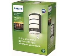 Philips Mygarden Led Python lauko sieninis šviestuvas su judesio davikliu, 6 W, šilta balta šviesa 2700 K, 600 lm, Ip44 apsaugos klasė, integruota lemputė, antracito spalvos