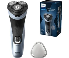 Philips Shaver Series 3000x elektrinis skustuvas vyrams, skirtas naudoti tiek sausai, tiek drėgnai odai, žydros spalvos, su Skinprotect technologija, atlenkiamu barzdos kirpikliu ir ergonomiška rankena (modelis X3053/00)