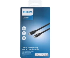 Philips - usb-a į lightning kabelis - dlc3106v/03 - iphone įkrovimo kabelis - 2 metrų kabelis - įkrovimas ir sinchronizavimas - juodas