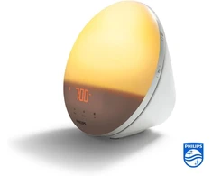 Philips Wake-up Light žadintuvas su spalvota saulėtekio imitacija, 20 šviesos lygių, 7 natūralūs garsai, naktinė lemputė (modelis Hf3531/01)