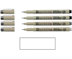 Pigma Sakura Micron 05 - 2 vienetai pilkos ir 2 vienetai juodos + 1 kortelė