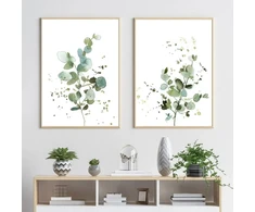 Plakatas Rinkinys 2 paveikslų, abstraktūs lapai, modernūs sienų meno kūriniai (40x50 cm)