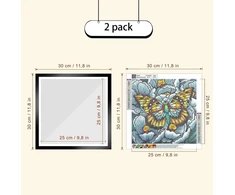 Plakatas Ruikcoll 2 vnt. deimantinio paveikslų rėmelių rinkinys, 30 x 30 cm deimantinio paveikslo rėmelis, juodas magnetinis rėmelis, skirtas namų sienų dekoravimui