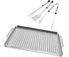 Plancha grilio plokštė, grilio plokštė, plancha grilis, grilio plokštė, dujinis grilis, plancha kepimo skarda pagaminta iš nerūdijančio plieno, su mentele, 36 x 30 cm, 1,5 mm storio, stačiakampė, skirta lauko griliui