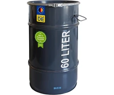 Plasteo® 60 litrų plieninė statinė su dangteliu, hobbock tipo, antracito pilka, su Un patvirtinimu, pagaminta Vokietijoje, skirta sandėliavimui, transportavimui ir laikymui, tvirta, stabili, hermetiška, užrakinama