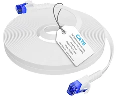Plokščias Ethernet kabelis Cat 6, 5m, baltas, lauko ir vidaus