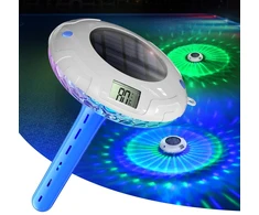 Poolprime baseino termometras, plaukiojantis skaitmeninis saulės energijos baseino termometras, baseino apšvietimas su 8 led režimais, ipx7 atsparus vandeniui tvenkiniams, vonioms (tamsiai mėlynas)