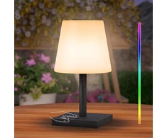 Postlucky led stalinė lempa, belaidė, pritemdoma, šiltai balta ir rgb led stalinė lempa, skirta naudoti lauke, įkraunama per usb, belaidė led akumuliatorinė stalinė lempa su nuotoliniu valdymu, ip44 atspari vandeniui, skirta naudoti patalpose / lauke