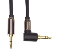 Premiumcord stereo hq jack kabelis 3.5 mm, jack kištukas 3.5 mm, stereo jack vyriškas į vyrišką 90°, aux ausinių garso jungties kabelis, ekranuotas, metalinė jungtis, m/m, ilgis 5 m