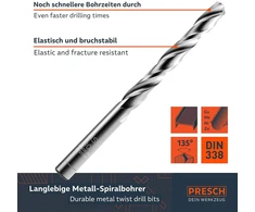 Presch Hss Pro metalinių grąžtų rinkinys, 19 vnt.