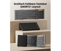 Protoarc Xk01 Plus Bluetooth Qwertz sulankstoma klaviatūra su skaičių klaviatūra su 3 kanalais, skirta Ipad Ios Android Windows nešiojamam kompiuteriui Pc - juoda