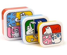 Puckator Simon's Cat Lbox108 3 dalių pietų dėžučių rinkinys, raudona, mėlyna, geltona