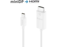 Purelink mini Displayport į High Speed Hdmi kabelis, 4k Ultra Hd 60hz, 18gb/s pralaidumas, paauksuoti kontaktai, 1,50m, baltas