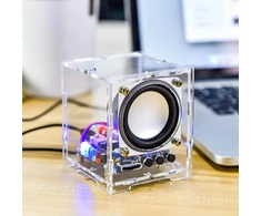 Kompiuterio kolonėlės Pzmyjb Bluetooth kolonėlės litavimo rinkinys „pasidaryk pats“ 3w mini Ht6872 garso stiprintuvas muzikos stereo su akrilo korpusu mirksinčiu Led praktišku elektroniniu vidaus lauko (skaidrus)